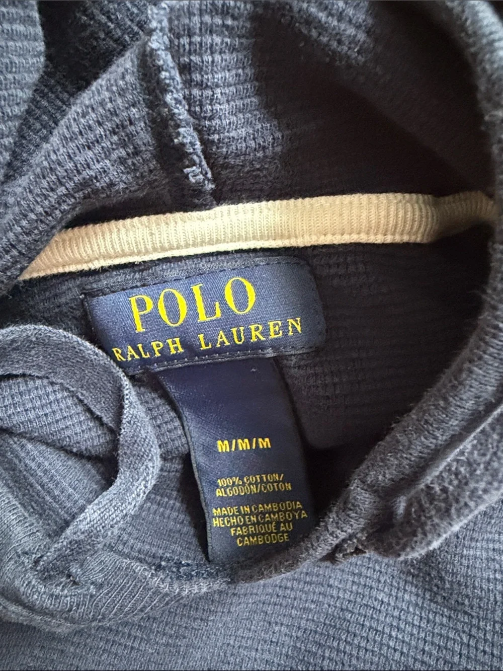 Polo by Ralph Lauren Navy Hooded Waffle-Knit Pullover Sweatshirt